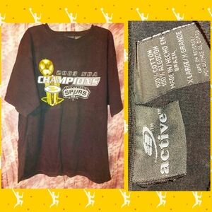 Active Black/Multiclr San Antonio Spurs 2003 NBA Finals Print Knit T-shirt Sz XL